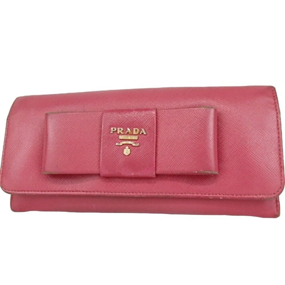 437094H V Prada Wallet Long Safiano Pink Leather